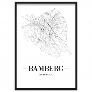 Stadtposter Bamberg Stadtplan Bilderrahmen