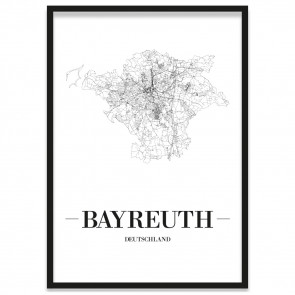 Stadtposter Bayreuth Rahmen Straßennetz