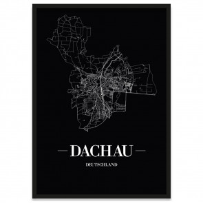 Dachau Stadtposter mit Bilderrahmen und Stadtnetz