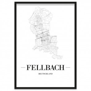 Stadtposter Fellbach Stadtplan Bilderrahmen