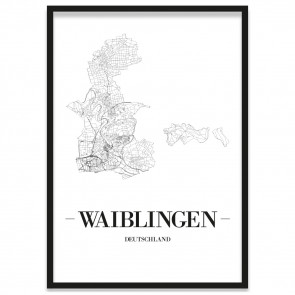 Waiblingen Poster Rahmen Stadtplan