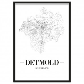 Stadtposter Detmold Bilderrahmen Straßennetz