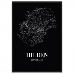 Stadtposter Hilden - Black