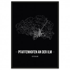 Stadtposter Pfaffenhofen an der Ilm - black