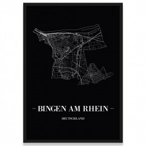 Stadtposter Bingen am Rhein - black