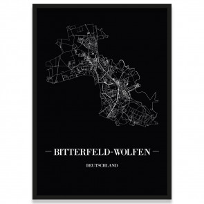 Stadtposter Bitterfeld - Wolfen - black
