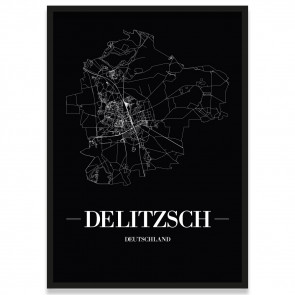 Stadtposter Delitzsch - black