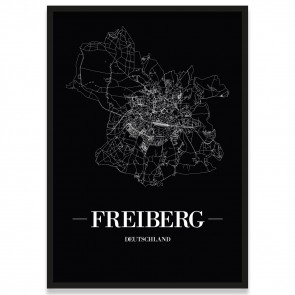 Stadtposter Freiberg - black