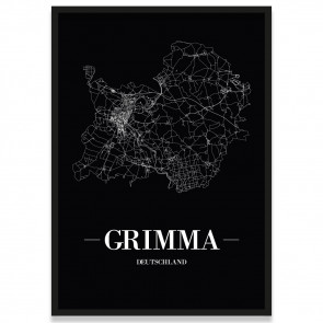 Stadtposter Grimma - black