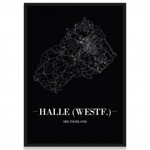Stadtposter Halle (Westf.) - black