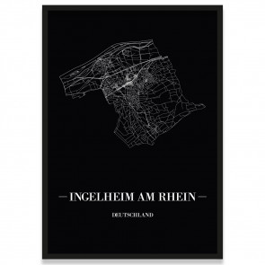 Stadtposter Ingelheim am Rhein - black