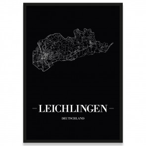 Stadtposter Leichlingen - black