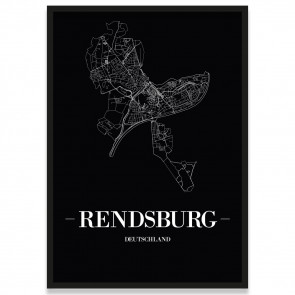 Stadtposter Rendsburg - black