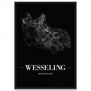 Stadtposter Wesseling Black