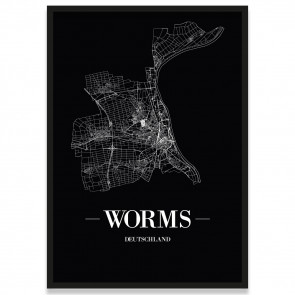 Stadtposter Worms Black
