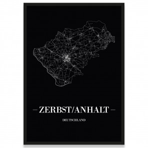 Stadtposter Zerbst/Anhalt - black