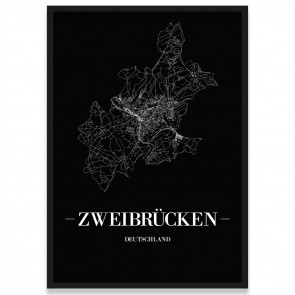 Stadtposter Zweibrücken Black