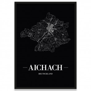 Stadtposter Aichbach Black