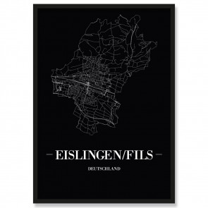 Stadtposter Eislingen Fils Black