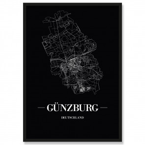 Stadtposter Günzburg Black