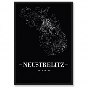 Stadtposter Neustrelitz Black