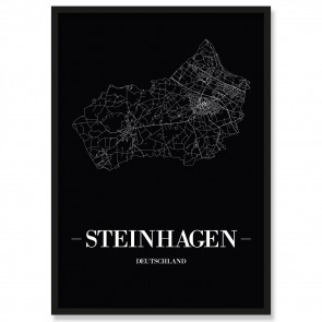 Stadtposter Steinhagen Black