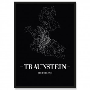 Stadtposter Traunstein Black