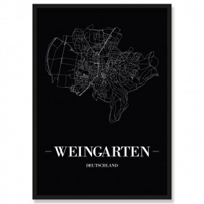 Stadtposter Weingarten Black