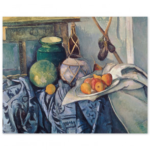 Poster Paul Cézanne - Obststillleben mit Krügen und Flasche