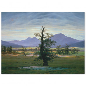 Poster Caspar David Friedrich - Dorflandschaft bei Morgenbeleuchtung, Der einsame Baum