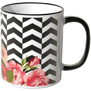 JUNIWORDS Tasse Chevron-Muster in schwarz-weiß