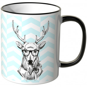 JUNIWORDS Tasse Hipster Hirsch Hellblau