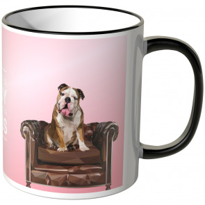 JUNIWORDS Tasse Bulldogge "LIKE A BOSS" - Rosa