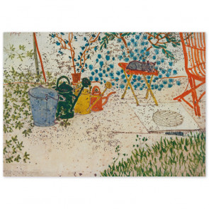 Poster Paul Klee - Gartenscene (Gießkannen, E. Katze, E. roter Stuhl)