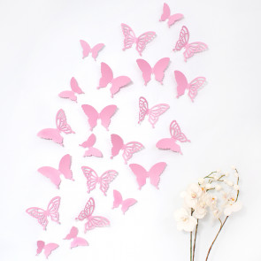 Wandtattoo 3D - Schmetterlinge rosa mit Ornamenten / Muster