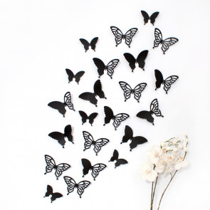 Wandtattoo 3D - Schmetterlinge schwarz mit Ornamenten / Muster