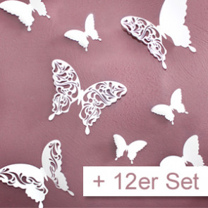 Wandtattoo 3D - Schmetterlinge weiß mit Muster +12er Set