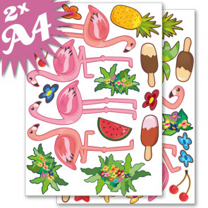 Wandsticker Set A4 - Flamingo