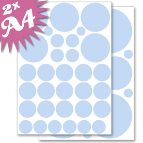 Wandsticker Set A4 - Pastell Punkte Blau