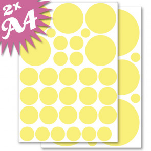 Wandsticker Set A4 - Pastell Punkte Gelb