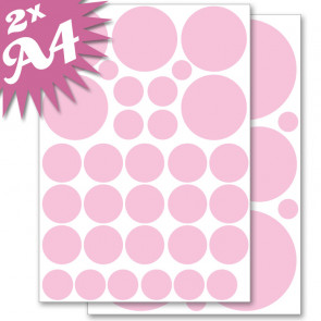 Wandsticker Set A4 - Pastell Punkte Rosa