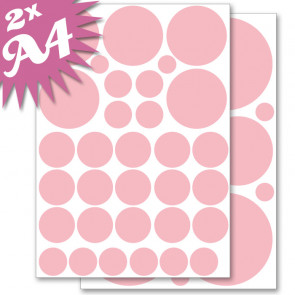 Wandsticker Set A4 - Pastell Punkte Rot