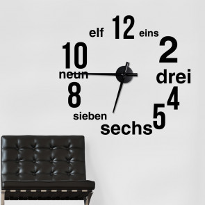 Wandtattoo Uhr - Moderner Zahlenmix
