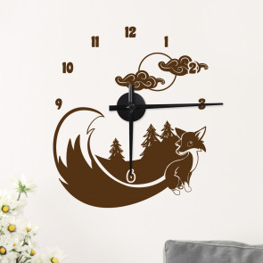 Wandtattoo Uhr - Fuchs im Wald