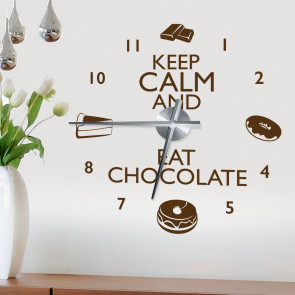 Wandtattoo Uhr - Keep calm and eat chocolate