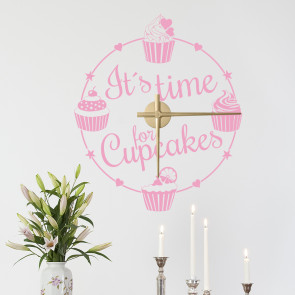 Wandtattoo Uhr - Its time for cupcakes