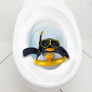 WC Aufkleber Pinguin mit Rettungsring