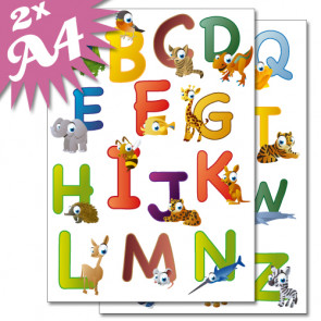 Wandsticker Set A4 - animal abc