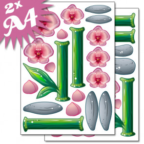 Wandsticker Set A4 - Lila Orchideen