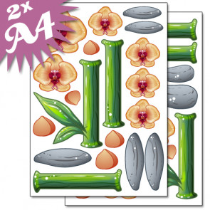 Wandsticker Set A4 - Orange Orchideen